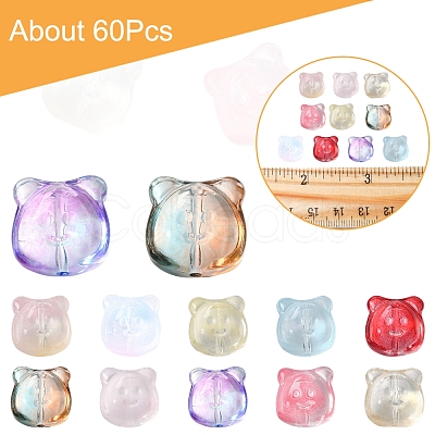 60Pcs Transparent Spray Paint Glass Beads GLAA-FS0002-10-1