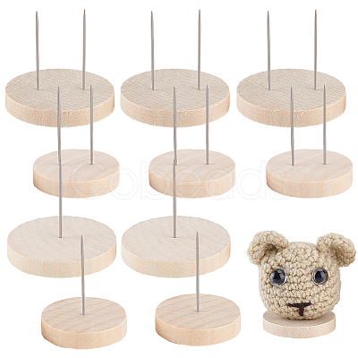 12Pcs 4 Styles Flat Round Wooden Doll Stands Display Holder DIY-GA0007-28-1