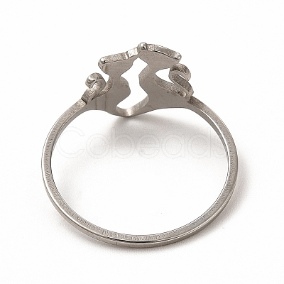 Non-Tarnish 304 Stainless Steel Double Cat Finger Ring for Women RJEW-K239-04P-1