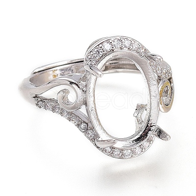 Adjustable Brass Micro Pave Clear Cubic Zirconia Solitaire Ring Settings ZIRC-I049-10P-1