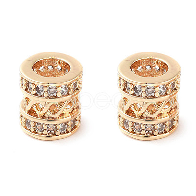 Brass Micro Pave Clear Cubic Zirconia Beads KK-U028-21G-1