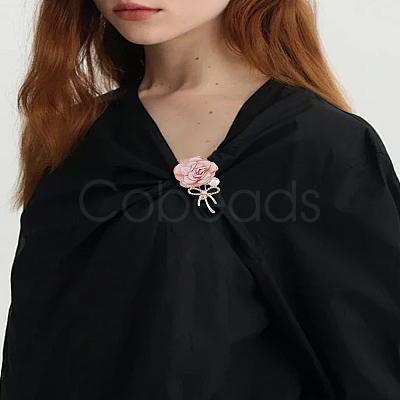 1Pc Rose Alloy Cloth Lapel Pins JEWB-LP0010-16-1