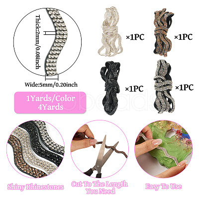 4 Colors Rhinestone Ribbon OCOR-TA0003-08-1