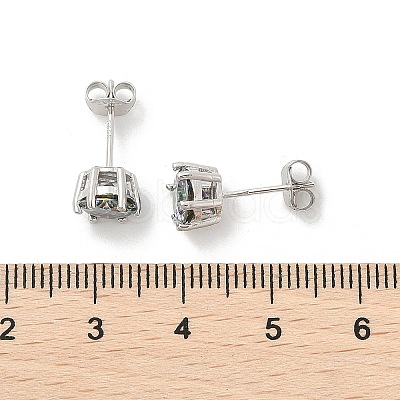 925 Sterling Silver Moissanite Rhinestone Stud Earrings EJEW-U042-05P-04-1