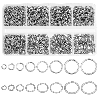 PandaHall Elite 304 Stainless Steel Open Jump Rings STAS-PH0003-44-1