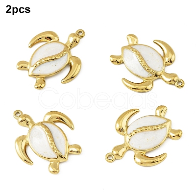 2Pcs 304 Stainless Steel White Enamel Pendants STAS-YW0003-32-1