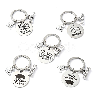Flat Round Alloy Keychain KEYC-YW00090-01-1