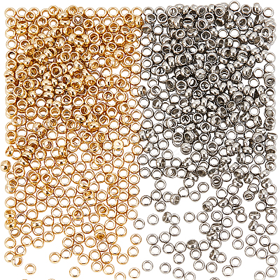 DICOSMETIC 800Pcs 2 Colors 316 Surgical Stainless Steel Crimp Beads STAS-DC0005-02-1