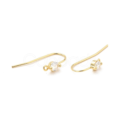 Brass Micro Pave Clear Cubic Zirconia Earring Hooks KK-G419-02G-1