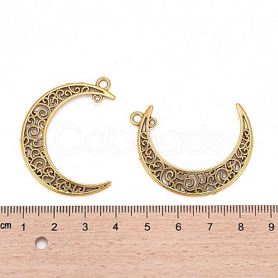 Tibetan Style Alloy Hollow Moon  2-Loop Link Pendants LS-TIBEP-5312-AG-LF-1