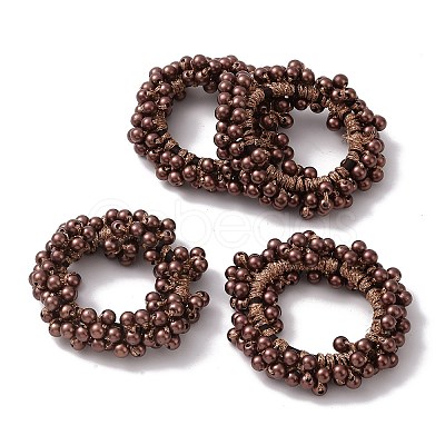 ABS Imitation Bead Wrapped Elastic Hair Accessories OHAR-PW0007-49J-1