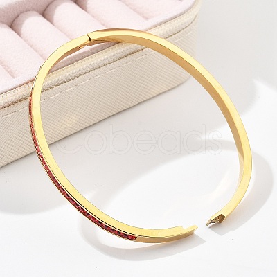 304 Stainless Steel Rhinestone Bangles for Women BJEW-Z092-06G-1
