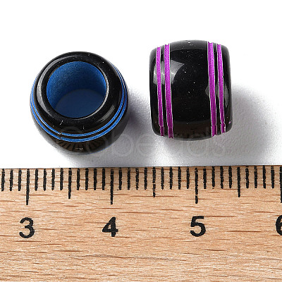 Spray Printed Opaque Acrylic European Beads SACR-P031-32B-1