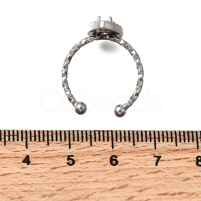 Teardrop 304 Stainless Steel Adjustable Cuff Ring Components STAS-H237-02B-P-1