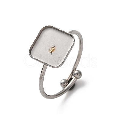 304 Stainless Steel Open Cuff Ring Components STAS-S134-01P-E02-1