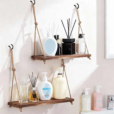 4Pcs Rectangle Wooden Hanging Stands for Plants ODIS-WA0001-15-1