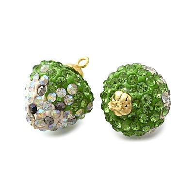 Rhinestone Clay Brass Pendants KK-D295-05G-1