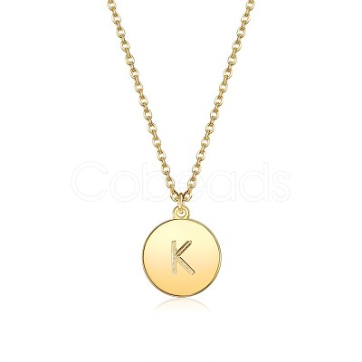 Brass Initial Pendant Necklace NJEW-BB35341-K-1