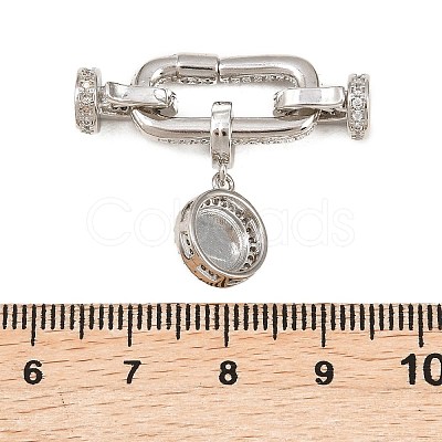 Flat Round Brass Micro Pave Cubic Zirconia Fold Over Clasps KK-U059-62P-1