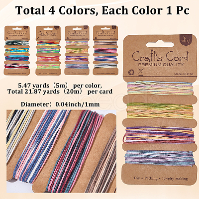4Pcs 4 Colors Segment Dyed Jute Cord OCOR-SC0001-14-1