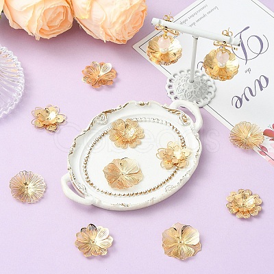 12Pcs 6 Styles Brass Bead Caps KK-YW0004-72-1
