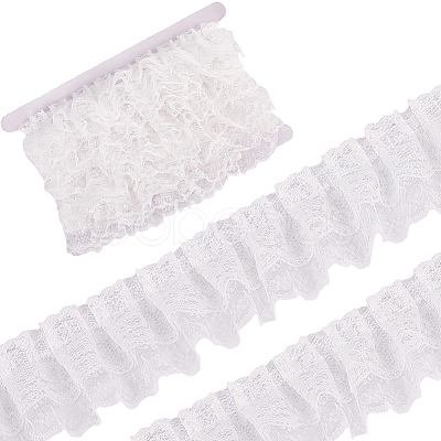 10M Double Layer Polyester Flower Lace Trim Ribbon OCOR-GF0004-58A-1