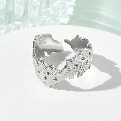304 Stainless Steel Cuff Open Rings for Women RJEW-L341-02E-P-1