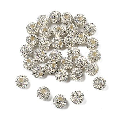 Sparkle Glass Rhinestone Round Beads OACR-S048-01C-1