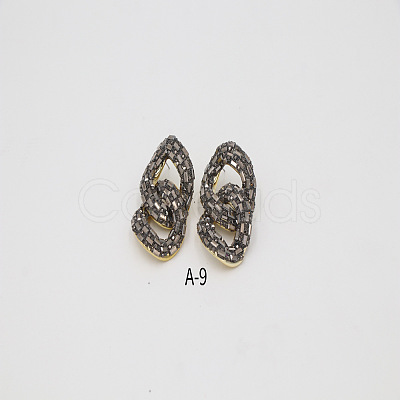 Alloy & Glass Dangle Stud Earrings FS-WG3D9CC-10-1