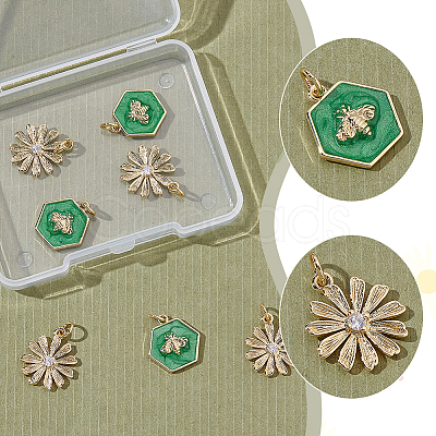 8Pcs 2 Styles Brass Enamel Pendants KK-AR0004-61-1