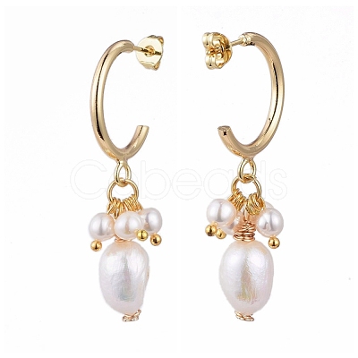 Brass Half Hoop Earrings EJEW-JE04159-1