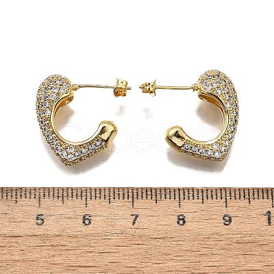 Brass Micro Pave Clear Cubic Zirconia Stud Earrings for Women EJEW-U056-01A-G-1