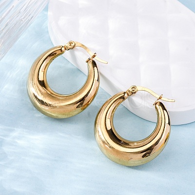 PVD Vacuum Plating 304 Stainless Steel Chunky Hoop Earrings for Women X-EJEW-F280-06C-G-1