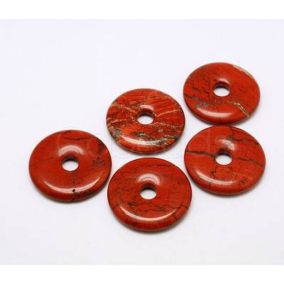 Donut/Pi Disc Natural Gemstone Pendants G-L234-30mm-04-1