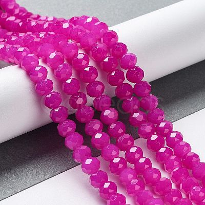 Baking Painted Imitation Jade Glass Bead Strands X-DGLA-A034-J8MM-A28-1