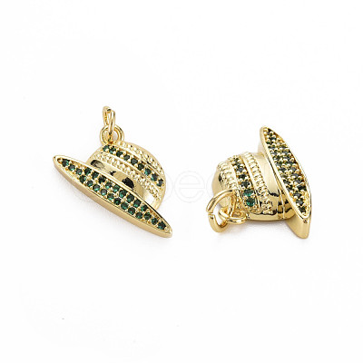 Brass Micro Pave Cubic Zirconia Pendants KK-T004-106G-01-1