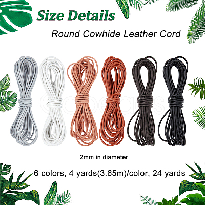 PandaHall Elite 24 Yards 6 Colors Cowhide Leather Cord WL-PH0004-14-1