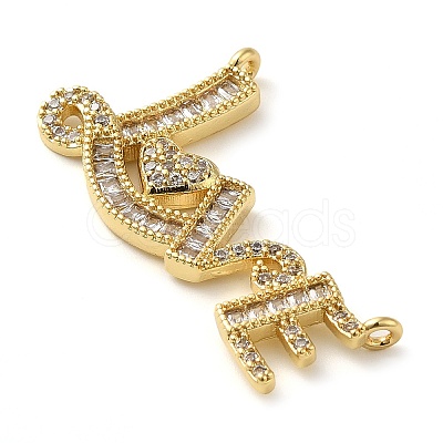 Valentine's Day Rack Plating Brass Micro Pave Clear Cubic Zirconia Pendants KK-C047-13G-1