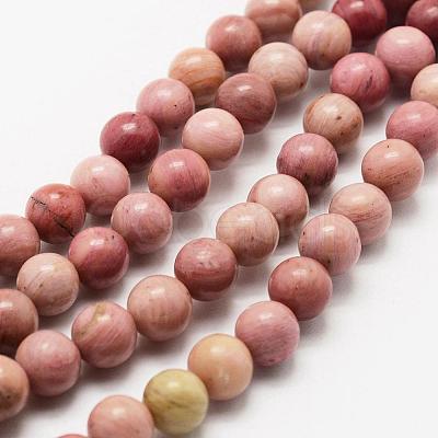 Natural Rhodonite Beads Strands G-J358-03-6mm-1