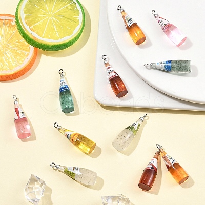 12Pcs 6 Colors Resin Pendants RESI-YW0005-89-1