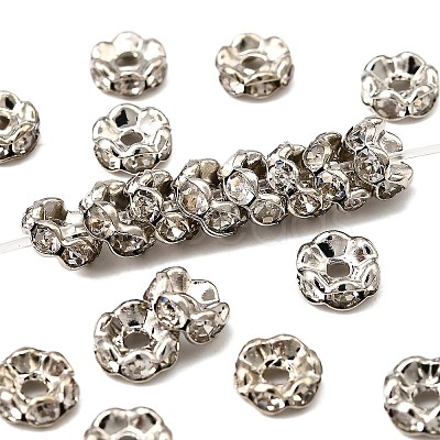 Brass Rhinestone Spacer Beads RB-A014-L6mm-01P-1