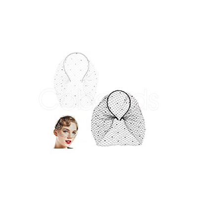 2Pcs 2 Colors Bridal Rhinestone Mesh Veil Cloth Hair Bands DIY-GA0007-03-1