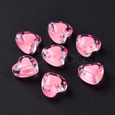 Glass Heart Beads GLAA-D005-01-1