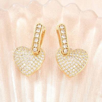Brass Micro Pave Clear Cubic Zirconia Hoop Dangle Earrings EJEW-G471-30D-G-1