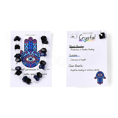 Natural Obsidian & Sodalite & Quartz Crystal Beads Strands G-N358-01A-02-1