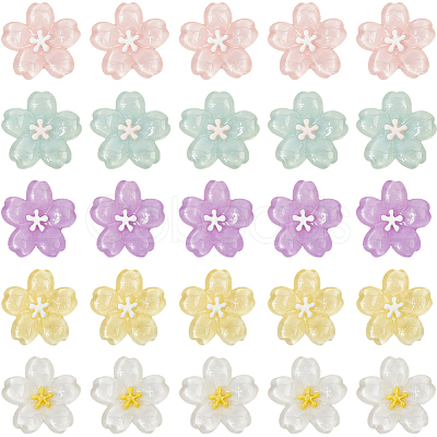 40pcs Sakura Series Opaque Resin Cabochons CRES-SP0001-17-1