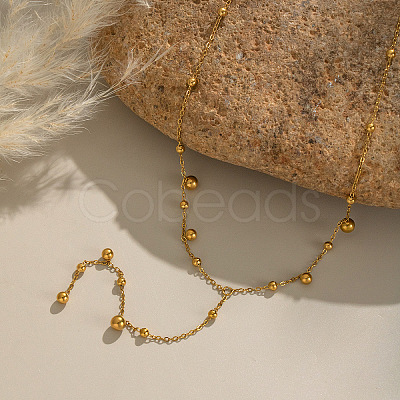 European Stainless Steel Round Bead Tassel Y Chain Necklaces for Women BF6806-1