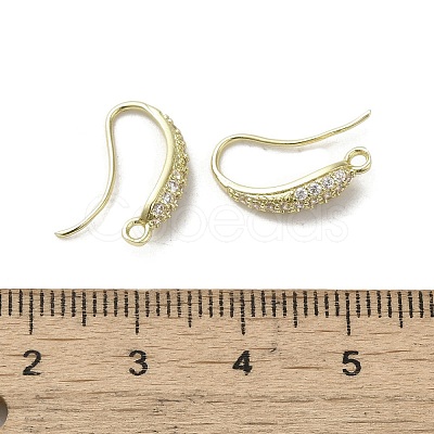 Brass Micro Pave Cubic Zirconia Earring Hooks KK-C048-14E-G-1