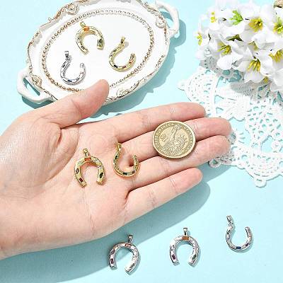 2Pcs Brass Micro Pave Cubic Zirconia Pendants KK-FS0002-14G-1