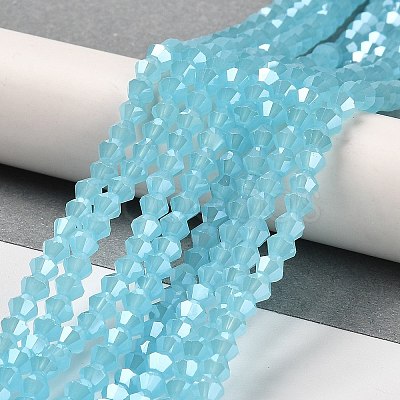 Imitation Jade Electroplate Glass Beads Strands GLAA-F029-J4mm-C03-1
